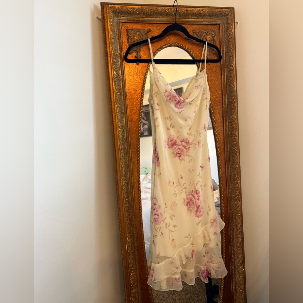 Cowl neck floral midi dress